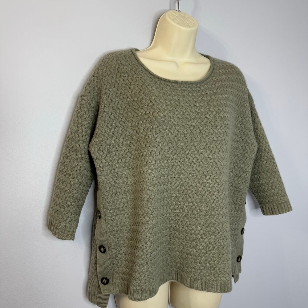 Garnet Hill Cashmere Button-Detail Boxy Sweater Luxury Soft S - Picture 2 of 12